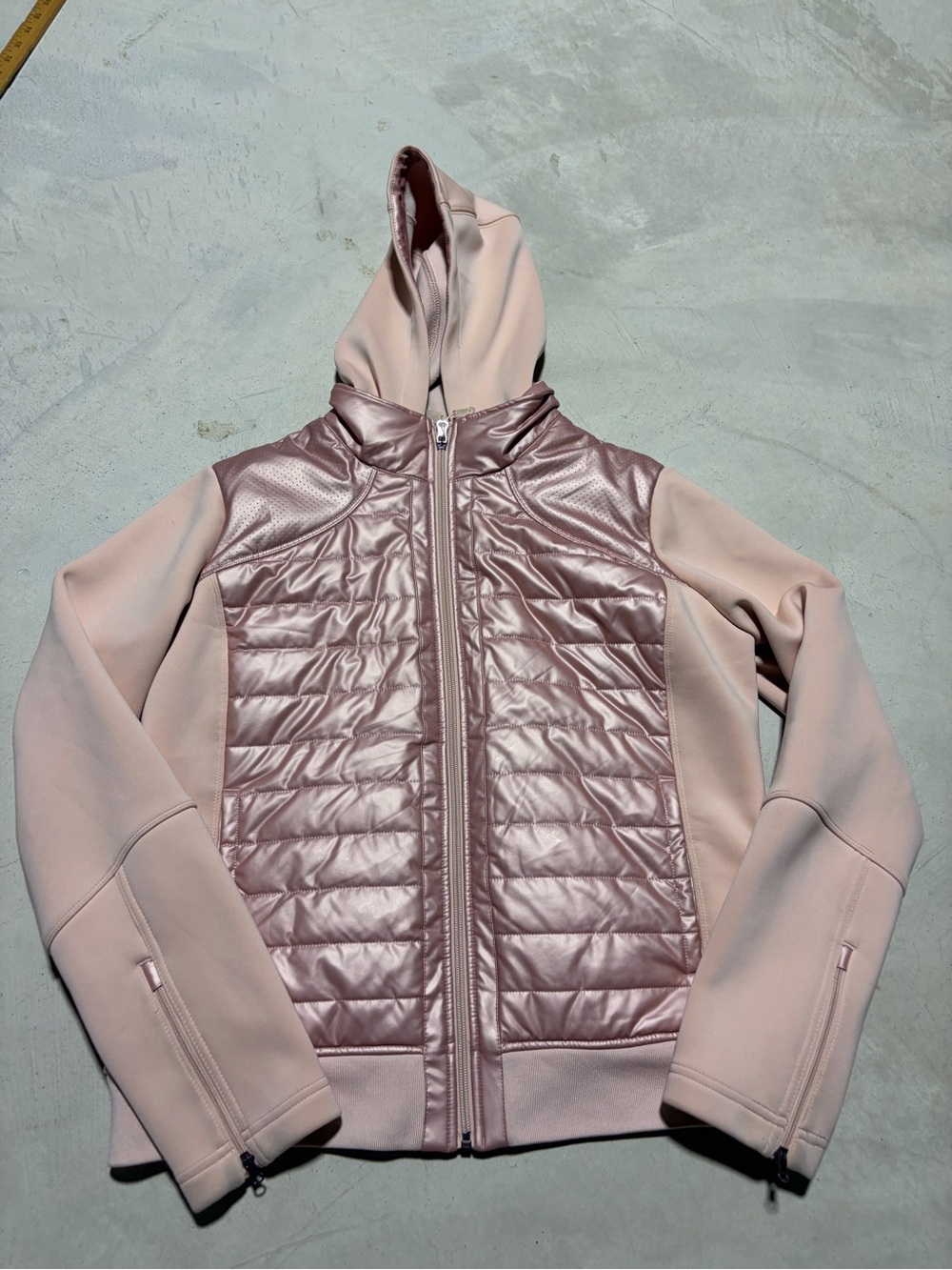 Calia by carrie underwood moto hybrid Light Pink Quilted Hoodie Jacket large
